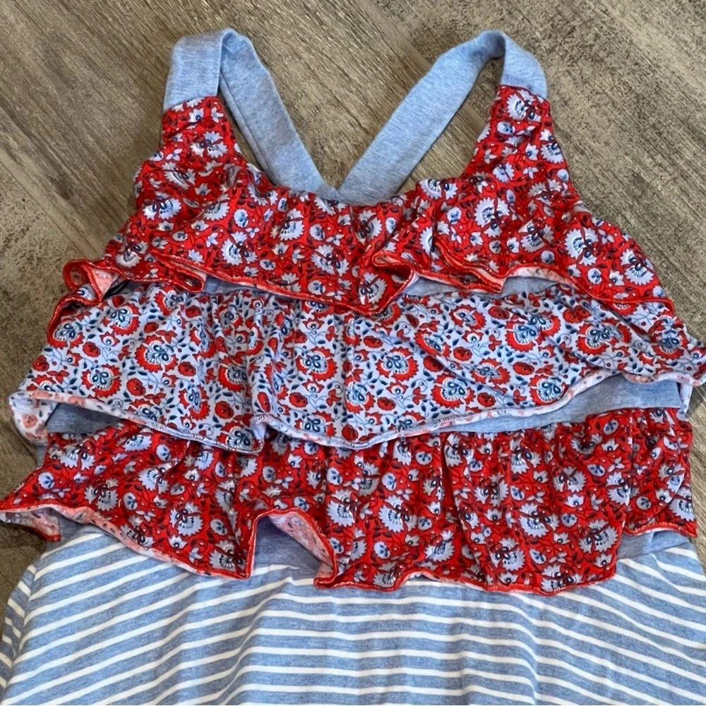 Jona‎ Michelle Girls Ruffle Dress Striped Sleeveless Casual Playwear Size 8